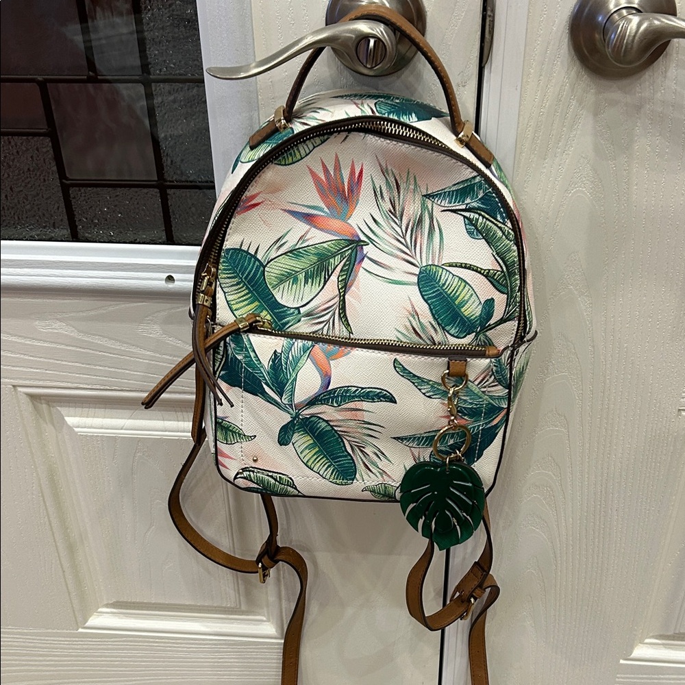 Aldo White and Green Tropical Backpack
